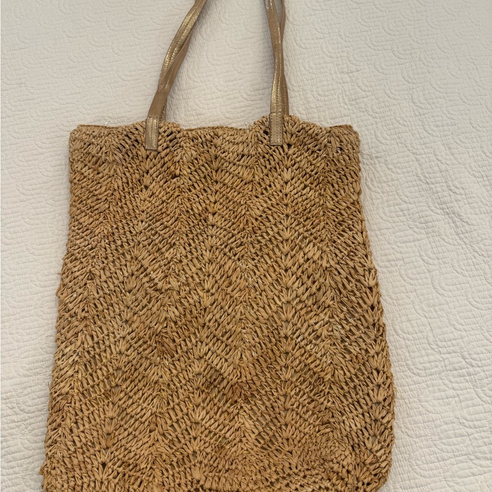 Tan Woven Tote with Natural Fiber Texture